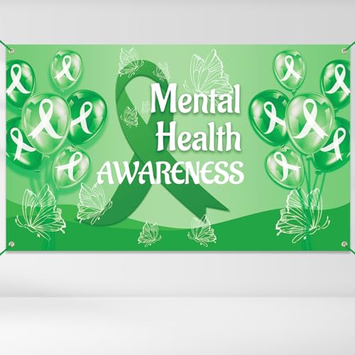 WANDIC Grünes Band, Hintergrund-Banner, 1,5 m x 0,9 m, für psychische Gesundheit, Party, Fotografie, Abschlussball, Banner für öffentliche Veranstaltungen, Dekoration WANDIC Grünes Band, Hintergrund-Banner, 1,5 m x 0,9 m, für psychische Gesundheit, Party, Fotografie, Abschlussball, Banner für öffentliche Veranstaltungen, Dekoration von WANDIC