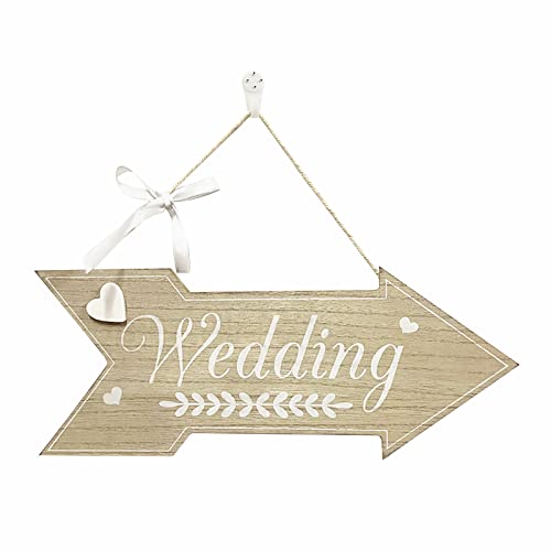 WANDIC Hochzeit Holz zum Aufhängen, 1 Stück Pfeil Holzschild Pfeil Hochzeitsschild für Hochzeit Dekoration Tisch Home Tür Wand Dekor von WANDIC