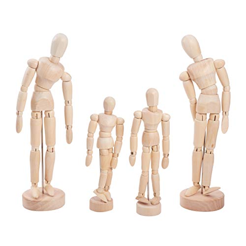 WANDIC Holzmännchen Blockhead, 4-teiliges Holz-Künstlerfiguren-Puppenmodell für Skizzenholzkohle Home Office Schreibtischdekoration Geschenk WANDIC Holzmännchen Blockhead, 4-teiliges Holz-Künstlerfiguren-Puppenmodell für Skizzenholzkohle Home Office Schreibtischdekoration Geschenk von WANDIC
