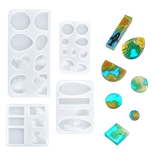 WANDIC Island Harzformen, 4 Stück Kreative Ozean-Stil Silikonformen Fluss Lorbeer Formen Epoxidharz Formen für Schmuckherstellung, Anhänger, Halskette, DIY Handwerk, Multi Hohlraum WANDIC Island Harzformen, 4 Stück Kreative Ozean-Stil Silikonformen Fluss Lorbeer Formen Epoxidharz Formen für Schmuckherstellung, Anhänger, Halskette, DIY Handwerk, Multi Hohlraum von WANDIC
