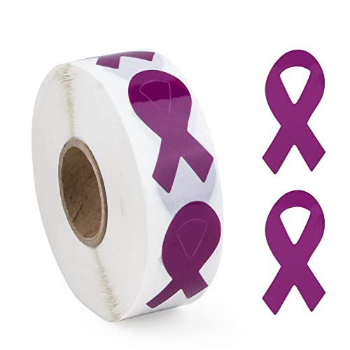 WANDIC Lila Band-Aufkleber, 500 Stück Lila Band Awareness Aufkleber Etiketten Rolle Lila Häusliche Gewalt Krebs Bewusstsein Band Paket Versiegelung Für Event Geschenk Brief Taschen von WANDIC