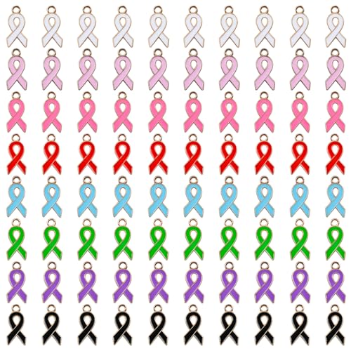 WANDIC Metallband-Anhänger, 80 Stück, 8 Farben, Krebsbewusstseinsband, Charms, Hoffnung, Glaube, Bandanhänger, Zubehör für Halsketten, Armbänder, Schmuckherstellung, Metalllegierung WANDIC Metallband-Anhänger, 80 Stück, 8 Farben, Krebsbewusstseinsband, Charms, Hoffnung, Glaube, Bandanhänger, Zubehör für Halsketten, Armbänder, Schmuckherstellung, Metalllegierung von WANDIC
