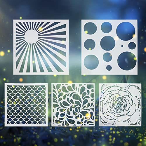 WANDIC Muster Schablonen Set, 5 Stück Zeichenschablonen Malschablonen in verschiedenen Mustern für DIY Malerei Kunstprojekte von WANDIC