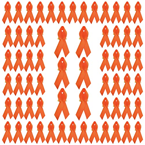 WANDIC Orangefarbene Bandnadel, 300 Stück Satin-Broschen, Leukämie, Bewusstseins-Broschen für Nierenkrebs, Gewalt für Wohltätigkeitsorganisationen, öffentliche Veranstaltungen (7,5 x 4 cm) von WANDIC