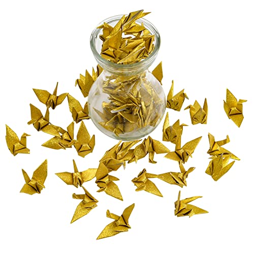 WANDIC Origami-Papier-Kraniche, 50 Stück, handgefertigt, gefaltet, Origami-Papier, Girlande für Hochzeit, Party, Kulisse für Zuhause, Dekoration, Glitzer-Gold WANDIC Origami-Papier-Kraniche, 50 Stück, handgefertigt, gefaltet, Origami-Papier, Girlande für Hochzeit, Party, Kulisse für Zuhause, Dekoration, Glitzer-Gold von WANDIC
