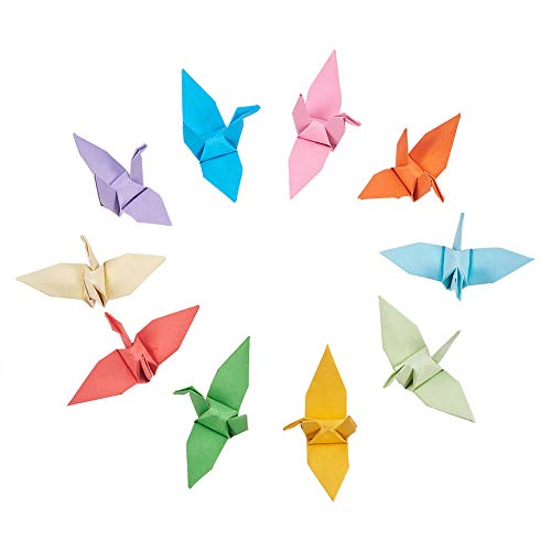 WANDIC Origami-Papierkrane, 50 Stück, handgefertigt, gefaltet, Origami-Papier, Kranich-Girlande für Hochzeit, Party, Hintergrund, Heimdekoration, gemischte Farben von WANDIC