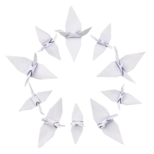 WANDIC Origami-Papierkräne, 200 Stück, handgefertigt, gefaltet, Origami-Papier, Kran für Hochzeit, Party, Hintergrund, Heimdekoration, Weiß (7,5 + 10 cm) von WANDIC