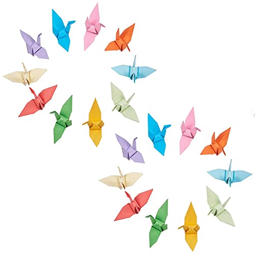 WANDIC Origami-Papierkrane, 100 Stück, handgefertigt, gefaltet, Origami-Papier, Kranschnur, Girlande für Hochzeit, Party, Hintergrund, Heimdekoration, gemischte Farben, 7,5 cm von WANDIC