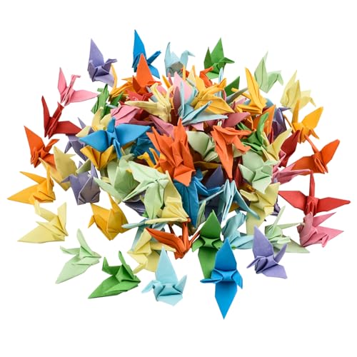 WANDIC Origami-Papierkrane, 100 Stück, handgefertigt, gefaltet, Origami-Papier, Kranschnur, Girlande für Hochzeit, Party, Hintergrund, Heimdekoration, gemischte Farben von WANDIC