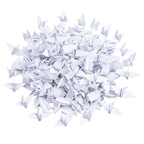 WANDIC Origami-Papierkrane, 200 Stück, handgefertigt, gefaltet, Origami-Papier-Kranich-Girlande für Hochzeit, Party, Hintergrund, Heimdekoration, Weiß von WANDIC