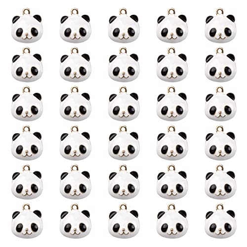 WANDIC Panda-Anhänger, 30 Stück, schwarz und weiß, süße Emaille-Panda-Anhänger, Cartoon-Schlüsselanhänger, DIY-Halskette, Armband, Zubehör von WANDIC