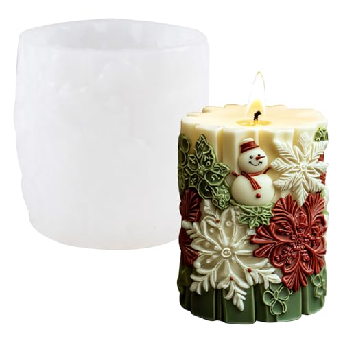 WANDIC Silikonform mit Aufschrift "Merry Christmas", zylindrische Schneeflocke, Weihnachtsbaum-Muster, Kerzen, Basteln, Seife, Harz, Gießform für Weihnachtsdekoration WANDIC Silikonform mit Aufschrift "Merry Christmas", zylindrische Schneeflocke, Weihnachtsbaum-Muster, Kerzen, Basteln, Seife, Harz, Gießform für Weihnachtsdekoration von WANDIC