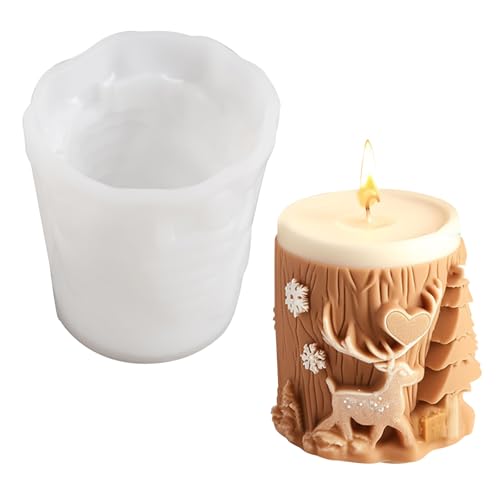 WANDIC Silikonform mit Weihnachts-Rentier, zylindrische Kerzenform, Basteln, Gießform für Weihnachtsdekoration, Heimdekoration, Handwerk, Geschenke, 1 Stück WANDIC Silikonform mit Weihnachts-Rentier, zylindrische Kerzenform, Basteln, Gießform für Weihnachtsdekoration, Heimdekoration, Handwerk, Geschenke, 1 Stück von WANDIC