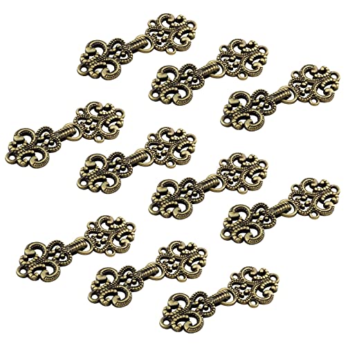 WANDIC Strickjacke-Clips, 10 Paar Vintage Hohle Blumen-Umhang-Verschlüsse Zum Aufnähen von Haken Und Ösen, Umhang-Verschlüsse Für Pullover, Schal, Antik WANDIC Strickjacke-Clips, 10 Paar Vintage Hohle Blumen-Umhang-Verschlüsse Zum Aufnähen von Haken Und Ösen, Umhang-Verschlüsse Für Pullover, Schal, Antik von WANDIC