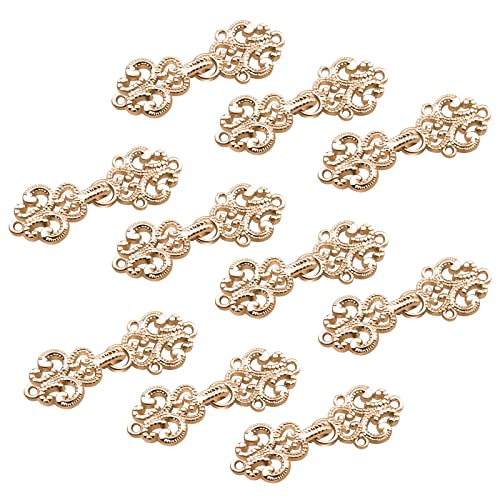 WANDIC Strickjacke-Clips, 10 Paar Vintage Hohle Blumen-Umhang-Verschlüsse Zum Aufnähen von Haken Und Ösen, Umhang-Verschlüsse Für Pullover, Schal, Licht Gold WANDIC Strickjacke-Clips, 10 Paar Vintage Hohle Blumen-Umhang-Verschlüsse Zum Aufnähen von Haken Und Ösen, Umhang-Verschlüsse Für Pullover, Schal, Licht Gold von WANDIC