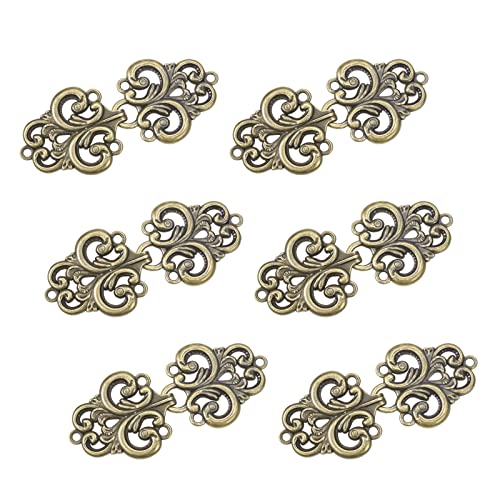 WANDIC Strickjacke-Clips, 6 Paar Vintage Swirl Flower Cape-Verschlüsse Zum Aufnähen von Haken Und Ösen, Umhangverschlüsse Für Pullover, Schal, Antik WANDIC Strickjacke-Clips, 6 Paar Vintage Swirl Flower Cape-Verschlüsse Zum Aufnähen von Haken Und Ösen, Umhangverschlüsse Für Pullover, Schal, Antik von WANDIC