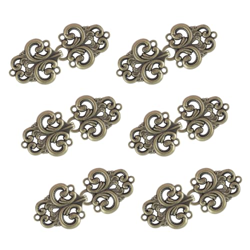WANDIC Strickjacke-Clips, 6 Paar Vintage Swirl Flower Cape-Verschlüsse Zum Aufnähen von Haken Und Ösen, Umhangverschlüsse Für Pullover, Schal, Antik von WANDIC
