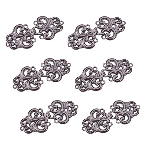 WANDIC Strickjacke-Clips, 6 Paar Vintage Swirl Flower Cape-Verschlüsse Zum Aufnähen von Haken Und Ösen, Umhangverschlüsse Für Pullover, Schal, Gewehr Schwarz WANDIC Strickjacke-Clips, 6 Paar Vintage Swirl Flower Cape-Verschlüsse Zum Aufnähen von Haken Und Ösen, Umhangverschlüsse Für Pullover, Schal, Gewehr Schwarz von WANDIC