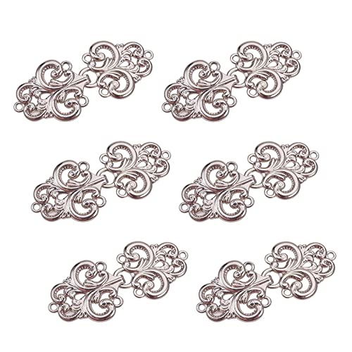 WANDIC Strickjacke-Clips, 6 Paar Vintage Swirl Flower Cape-Verschlüsse Zum Aufnähen von Haken Und Ösen, Umhangverschlüsse Für Pullover, Schal, Silbern Silberfarbig WANDIC Strickjacke-Clips, 6 Paar Vintage Swirl Flower Cape-Verschlüsse Zum Aufnähen von Haken Und Ösen, Umhangverschlüsse Für Pullover, Schal, Silbern Silberfarbig von WANDIC