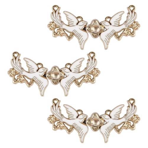 WANDIC Umhang-Verschlüsse, 3 Paar, 2,5 x 2 cm, Nähknöpfe, weiße Taube, Pullover, Schal-Clip für Kleidung, Haken und Ösen, Frosch-Verschlüsse, goldfarben WANDIC Umhang-Verschlüsse, 3 Paar, 2,5 x 2 cm, Nähknöpfe, weiße Taube, Pullover, Schal-Clip für Kleidung, Haken und Ösen, Frosch-Verschlüsse, goldfarben von WANDIC