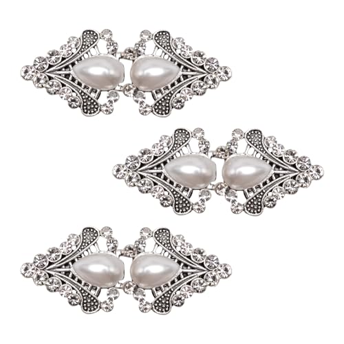 WANDIC Umhang-Verschlüsse, 3 Paar, weiße Clips mit Strasssteinen, Vintage-Clip-Haken und Ösen, Cardigan-Clips für Pullover, Schal WANDIC Umhang-Verschlüsse, 3 Paar, weiße Clips mit Strasssteinen, Vintage-Clip-Haken und Ösen, Cardigan-Clips für Pullover, Schal von WANDIC