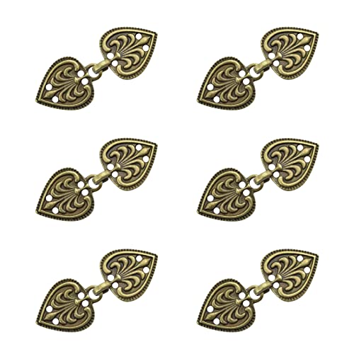 WANDIC Cloak Clasp Fasteners, 6 Pairs Heart-Shape Vintage Cape Sew On Hooks and Eyes Clasps Cardigan Clips for Clothing Sweater Shawl, Bronze WANDIC Cloak Clasp Fasteners, 6 Pairs Heart-Shape Vintage Cape Sew On Hooks and Eyes Clasps Cardigan Clips for Clothing Sweater Shawl, Bronze von WANDIC