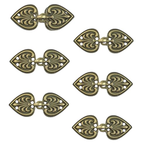 WANDIC Cloak Clasp Fasteners, 6 Pairs Heart-Shape Vintage Cape Sew On Hooks and Eyes Clasps Cardigan Clips for Clothing Sweater Shawl, Bronze von WANDIC