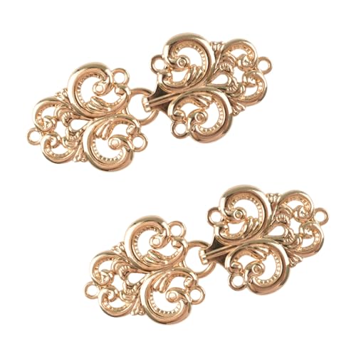 WANDIC Umhangverschlüsse, 2 Paar Wirbelblumen, Cape-Verschlüsse, Haken und Ösen zum Aufnähen, Cardigan-Clip, Golden WANDIC Umhangverschlüsse, 2 Paar Wirbelblumen, Cape-Verschlüsse, Haken und Ösen zum Aufnähen, Cardigan-Clip, Golden von WANDIC