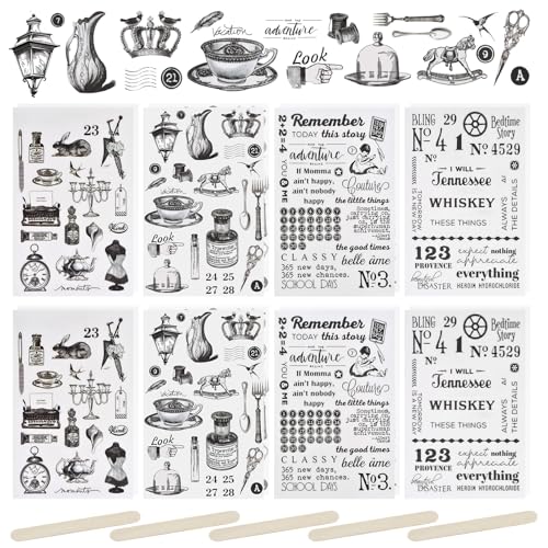 WANDIC 16 Bogen Rub on Transfer Stickers, Schwarz Weiß Aufkleber Wand mit Vintage Muster, Wasserdicht, Handarbeiten, Möbel, DIY Kunsthandwerk, Dekorieren für Fotoalbum und Scrapbook, 10 x 15 cm WANDIC 16 Bogen Rub on Transfer Stickers, Schwarz Weiß Aufkleber Wand mit Vintage Muster, Wasserdicht, Handarbeiten, Möbel, DIY Kunsthandwerk, Dekorieren für Fotoalbum und Scrapbook, 10 x 15 cm von WANDIC