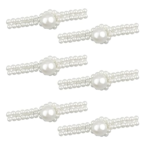 WANDIC Weiße Perlenverschlüsse in Streifenform, 6 Paar, chinesischer Knoten, Froschknöpfe, Nähverschlüsse, Nähverschlüsse, Nähen, Cheongsam-Outfit-Dekoration von WANDIC