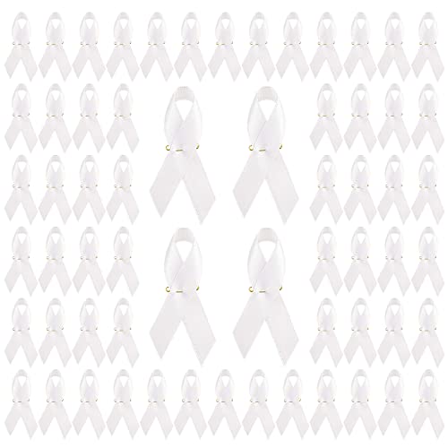 WANDIC Weißes Band Satin Pins, 200 Stück weiße Broschen mit Sicherheitsnadeln Lungenknochen Krebs Bewusstsein Band Brosche Abzeichen für Aktivität Kleidung Dekoration WANDIC Weißes Band Satin Pins, 200 Stück weiße Broschen mit Sicherheitsnadeln Lungenknochen Krebs Bewusstsein Band Brosche Abzeichen für Aktivität Kleidung Dekoration von WANDIC