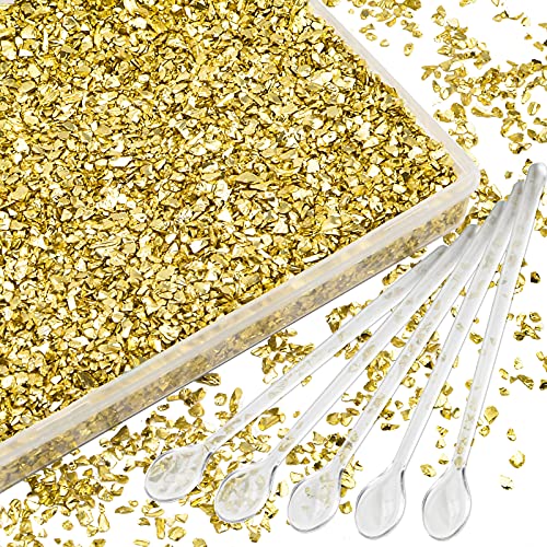 WANDIC Zerkleinertes Glas, 200 g, 2–4 mm, goldfarben, zerkleinertes Glas, unregelmäßige metallische Späne, Streuseln für Kunstharz, Kunsthandwerk, Nagelkunst, Malerei WANDIC Zerkleinertes Glas, 200 g, 2–4 mm, goldfarben, zerkleinertes Glas, unregelmäßige metallische Späne, Streuseln für Kunstharz, Kunsthandwerk, Nagelkunst, Malerei von WANDIC