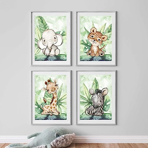 WANDKIND Kinderzimmer Poster Set Premium P717 / Dschungel Safari Babyzimmer Wandbild Wandbilder (A3-29,7 x 42,0 cm, Ohne/Without) von WANDKIND