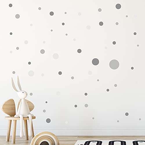 WANDKIND Kreise Set 120 Stück Wandtattoo für Babyzimmer V283 Aufkleber Sticker Kreis Wandaufkleber Kinderzimmer Punkte Dots Klebepunkte in verschiedenen Farben (Grau) von WANDKIND