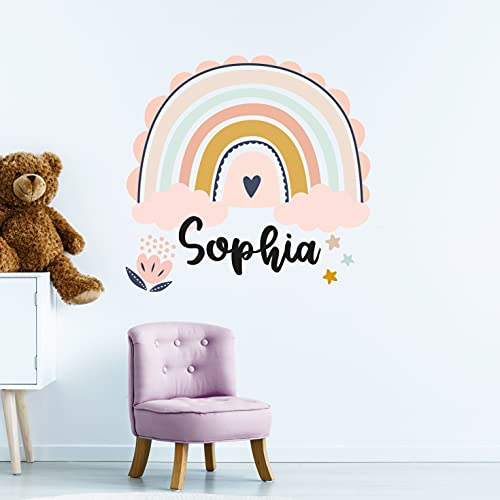 Regenbogen mit WUNSCHNAME Wandtattoo V263 personalisierbar Aufkleber Wandaufkleber Sticker Kinderzimmer Namensaufkleber Wand Name Wunschnamen (50 x 50 cm) von WANDKIND