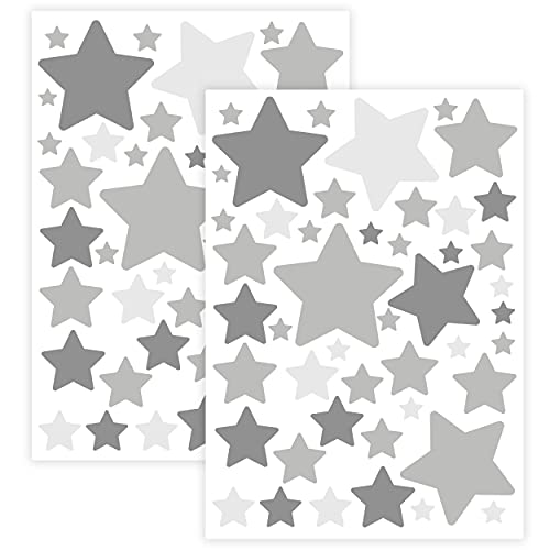 WANDKIND Sternen Set Wandtattoo für Babyzimmer 94 Aufkleber im Set V281 Sticker Himmel Bunte Sternchen Wandaufkleber Kinderzimmer in verschiedenen Farben (Grau) von WANDKIND