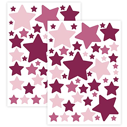 WANDKIND Sternen Set Wandtattoo für Babyzimmer 94 Aufkleber im Set V281 Sticker Himmel Bunte Sternchen Wandaufkleber Kinderzimmer in verschiedenen Farben (Rosa) von WANDKIND