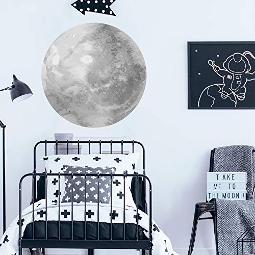 VOLLMOND Wandtattoo | Aufkleber Kindergarten | Wandsticker Kinderzimmer Babyzimmer Wand Deko Mond Weltraum (Grau, 50 x 50 cm) von WANDKIND