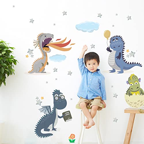 WANDKIND Dino Freunde V290 Wandtattoo Kinderzimmer | handgezeichnet | AUFKLEBER Kindergarten | Wandsticker Babyzimmer, Kinderzimmer Dinosaurier (40 x 40 cm) von WANDKIND