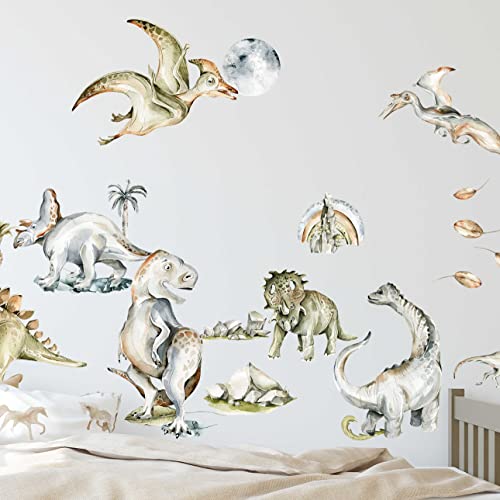 WANDKIND Dinosaurier Wandtattoo Kinderzimmer V376 | handgezeichnet | AUFKLEBER Kindergarten | Babyzimmer Wandsticker Wanddeko Dekoration Dino (120 x 120 cm) von WANDKIND