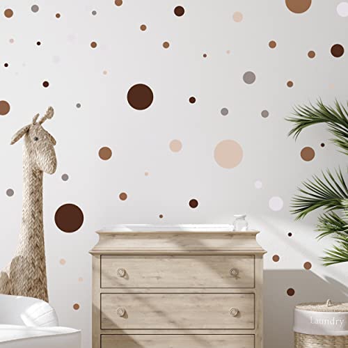 WANDKIND Kreis Set 60 Stück Wandtattoo für Babyzimmer V336 Aufkleber Sticker Kreise Wandaufkleber Kinderzimmer Deko Punkte Dots Klebepunkte in verschiedenen Farben (Braun) von WANDKIND