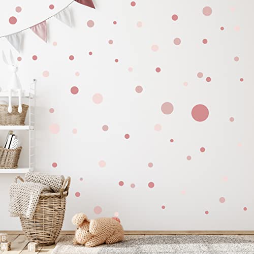 WANDKIND Kreise Set 120 Stück Wandtattoo für Babyzimmer V283 Aufkleber Sticker Kreis Wandaufkleber Kinderzimmer Punkte Dots Klebepunkte in verschiedenen Farben (Altrosa) von WANDKIND
