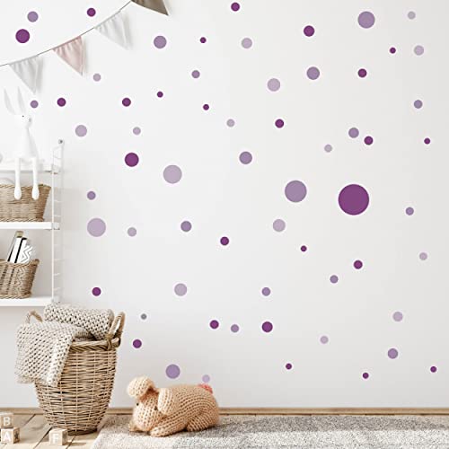 WANDKIND Kreise Set 120 Stück Wandtattoo für Babyzimmer V283 Aufkleber Sticker Kreis Wandaufkleber Kinderzimmer Punkte Dots Klebepunkte in verschiedenen Farben (Violette) von WANDKIND