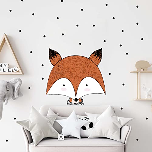 WANDKIND Tierkopf Fuchs Wandtattoo Kinderzimmer V364 | handgezeichnet | AUFKLEBER Kindergarten | Wandsticker Fuchskopf (100 x 100 cm) von WANDKIND
