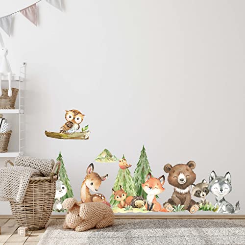 WANDKIND Waldtiere Wandtattoo Kinderzimmer V410 | handgezeichnet | AUFKLEBER Kindergarten | Babyzimmer Wandsticker Wanddeko Dekoration Abenteuer in der Natur (100 x 100 cm) von WANDKIND