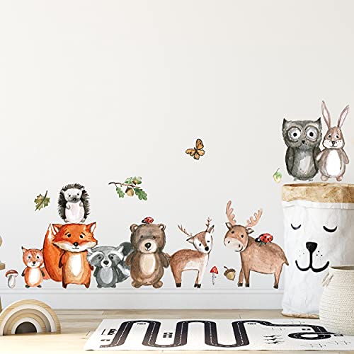 Waldtiere Wandtattoo V280 Wandaufkleber Bär Reh Fuchs Kinderzimmer Babyzimmer Aufkleber Wandtattoo Junge Wandsticker (125 x 62 cm) von WANDKIND