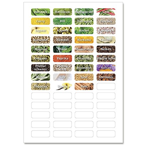 WANDKINGS Gewürzetiketten 4 cm breit - 48 Stück rechteckige Gewürzaufkleber - Etiketten/Sticker/Aufkleber für Gewürze selbstklebend auf 1 DIN A4 Bogen - Schrift 2 WANDKINGS Gewürzetiketten 4 cm breit - 48 Stück rechteckige Gewürzaufkleber - Etiketten/Sticker/Aufkleber für Gewürze selbstklebend auf 1 DIN A4 Bogen - Schrift 2 von WANDKINGS