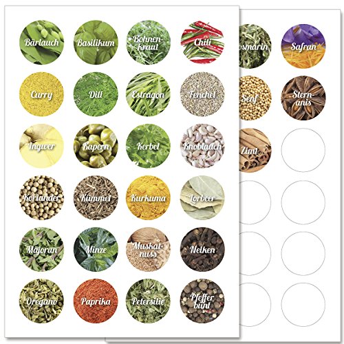 WANDKINGS Gewürzetiketten Ø 4 cm - 48 Stück kreisförmige Gewürzaufkleber - Etiketten/Sticker/Aufkleber für Gewürze selbstklebend auf 2 DIN A4 Bögen - Schrift 1 WANDKINGS Gewürzetiketten Ø 4 cm - 48 Stück kreisförmige Gewürzaufkleber - Etiketten/Sticker/Aufkleber für Gewürze selbstklebend auf 2 DIN A4 Bögen - Schrift 1 von WANDKINGS