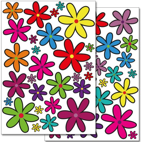 Wandkings Blumen Design 1 Wandsticker Set, 56 Aufkleber, 2 DIN A4 Bögen, Gesamtfläche 60 x 20 cm Wandkings Blumen Design 1 Wandsticker Set, 56 Aufkleber, 2 DIN A4 Bögen, Gesamtfläche 60 x 20 cm von WANDKINGS