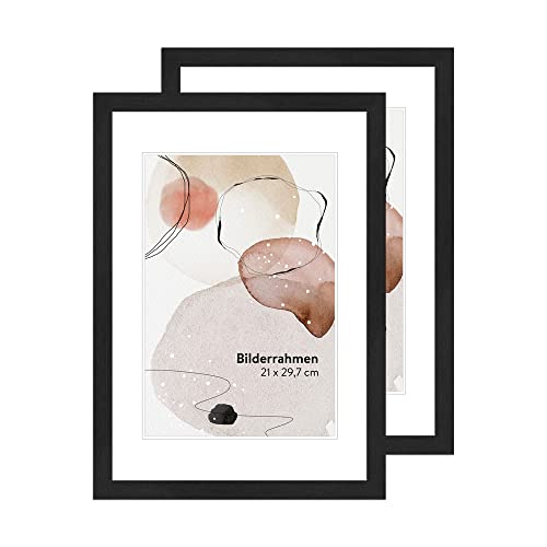 WANDStyle 2er Bilderrahmen Set DIN A4 21x29,7 cm aus Holz im Stil Modern zum Aufhängen, Posterrahmen Set Made in Germany, ideal für Urkunde - H950 von WANDStyle